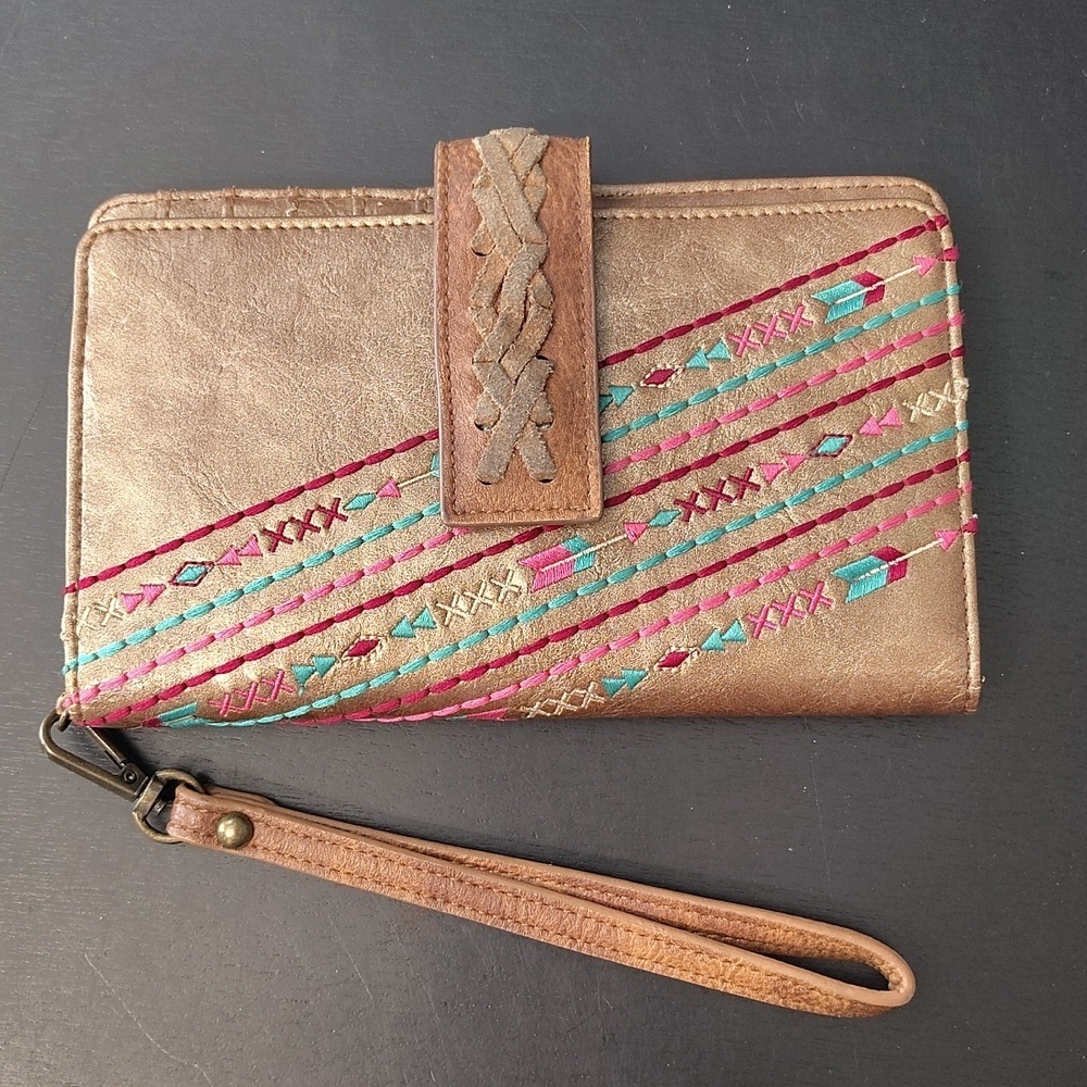 Catchfly Studio Women's Wallet Southwest Embroidery Wallet Clutch Large